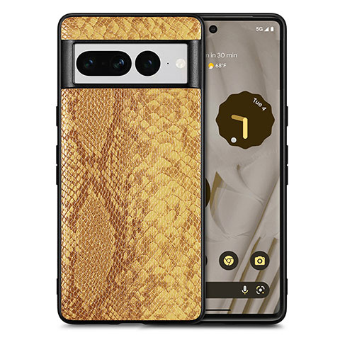 Coque Luxe Cuir Housse Etui S02D pour Google Pixel 7 Pro 5G Brun Clair