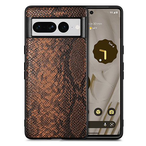 Coque Luxe Cuir Housse Etui S02D pour Google Pixel 7 Pro 5G Marron