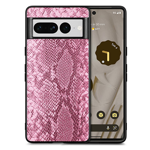 Coque Luxe Cuir Housse Etui S02D pour Google Pixel 7 Pro 5G Rose Rouge