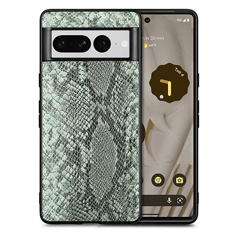 Coque Luxe Cuir Housse Etui S02D pour Google Pixel 7 Pro 5G Vert