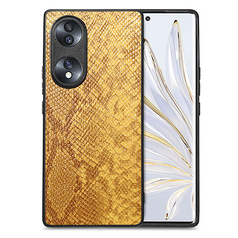 Coque Luxe Cuir Housse Etui S02D pour Huawei Honor 70 5G Jaune