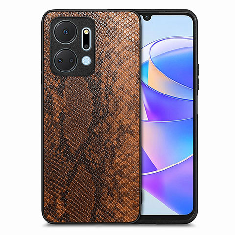 Coque Luxe Cuir Housse Etui S02D pour Huawei Honor X7a Marron