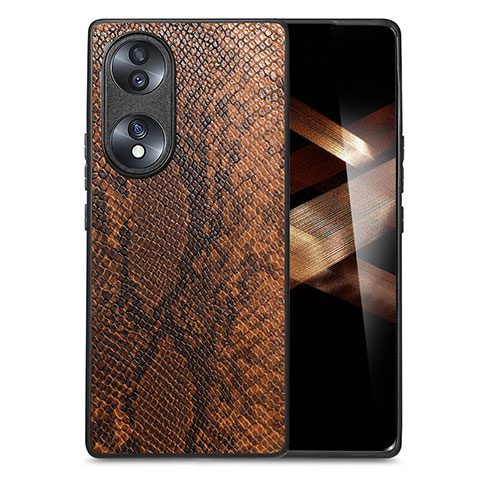 Coque Luxe Cuir Housse Etui S02D pour Huawei Honor X7b Marron