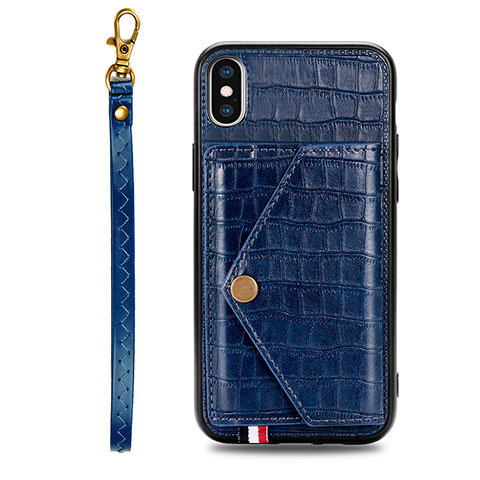 Coque Luxe Cuir Housse Etui S02D pour Samsung Galaxy A11 Bleu