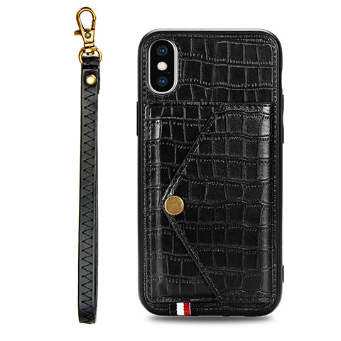 Coque Luxe Cuir Housse Etui S02D pour Samsung Galaxy A11 Noir