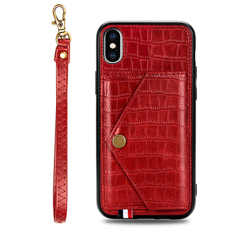 Coque Luxe Cuir Housse Etui S02D pour Samsung Galaxy A11 Rouge