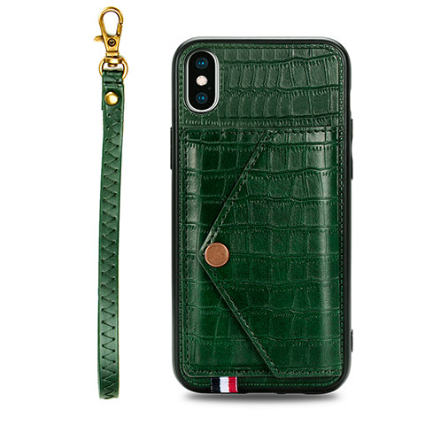 Coque Luxe Cuir Housse Etui S02D pour Samsung Galaxy A11 Vert