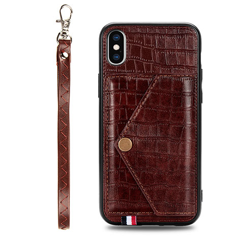 Coque Luxe Cuir Housse Etui S02D pour Samsung Galaxy M11 Marron