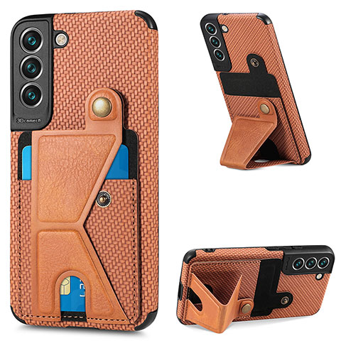 Coque Luxe Cuir Housse Etui S02D pour Samsung Galaxy S21 Plus 5G Marron