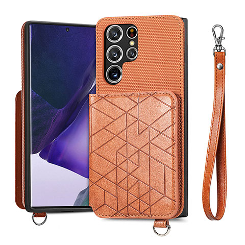 Coque Luxe Cuir Housse Etui S02D pour Samsung Galaxy S23 Ultra 5G Marron