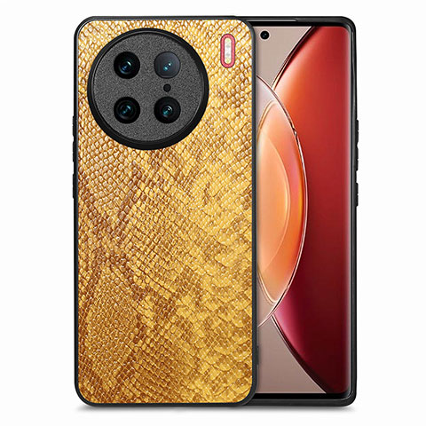 Coque Luxe Cuir Housse Etui S02D pour Vivo X90 Pro 5G Brun Clair