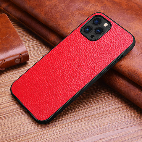 Coque Luxe Cuir Housse Etui S03 pour Apple iPhone 15 Pro Max Rouge