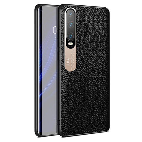 Coque Luxe Cuir Housse Etui S03 pour Huawei P30 Noir