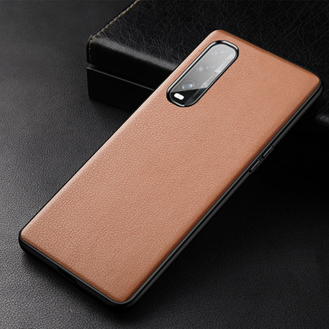 Coque Luxe Cuir Housse Etui S03 pour Oppo Find X2 Marron