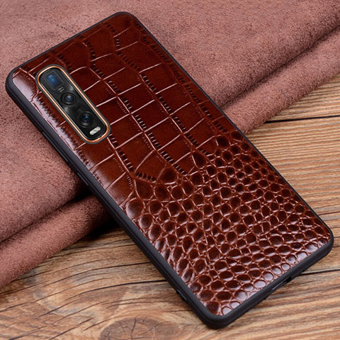 Coque Luxe Cuir Housse Etui S03 pour Oppo Find X2 Pro Marron