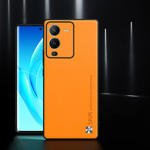 Coque Luxe Cuir Housse Etui S03 pour Vivo V25 Pro 5G Orange