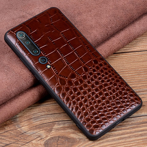 Coque Luxe Cuir Housse Etui S03 pour Xiaomi Mi 10 Marron