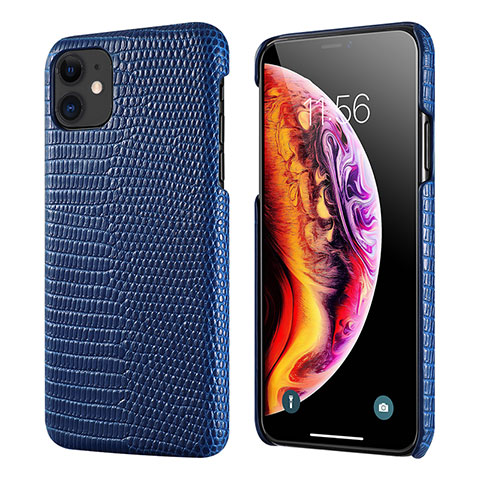 Coque Luxe Cuir Housse Etui S04 pour Apple iPhone 11 Bleu