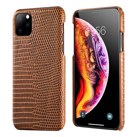 Coque Luxe Cuir Housse Etui S04 pour Apple iPhone 11 Pro Max Marron