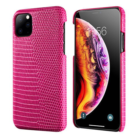 Coque Luxe Cuir Housse Etui S04 pour Apple iPhone 11 Pro Rose Rouge