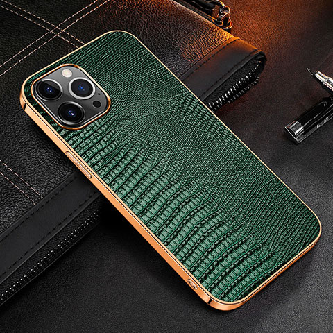 Coque Luxe Cuir Housse Etui S04 pour Apple iPhone 14 Pro Max Vert