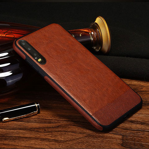 Coque Luxe Cuir Housse Etui S04 pour Huawei P30 Marron