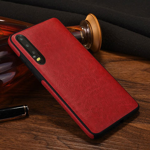 Coque Luxe Cuir Housse Etui S04 pour Huawei P30 Rouge