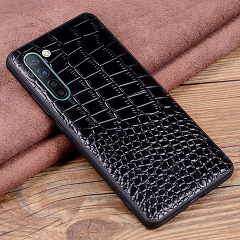 Coque Luxe Cuir Housse Etui S04 pour Oppo F15 Noir