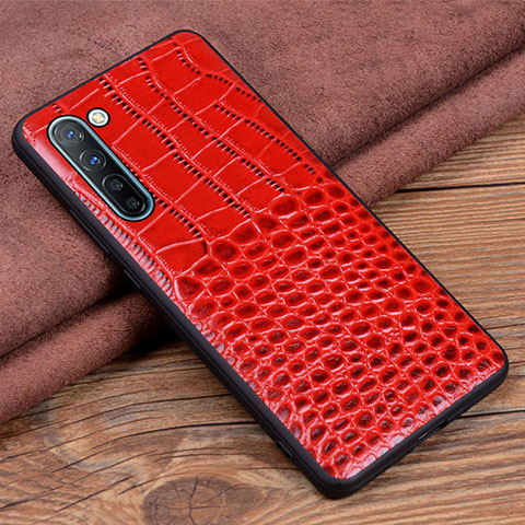 Coque Luxe Cuir Housse Etui S04 pour Oppo F15 Rouge