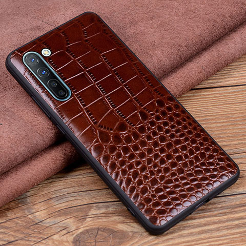 Coque Luxe Cuir Housse Etui S04 pour Oppo Reno3 Marron