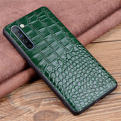 Coque Luxe Cuir Housse Etui S04 pour Oppo Reno3 Vert