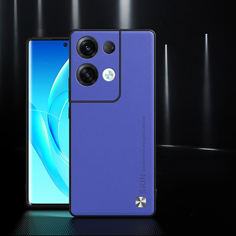 Coque Luxe Cuir Housse Etui S04 pour Oppo Reno9 Pro 5G Bleu