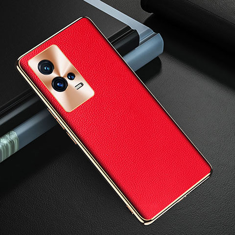 Coque Luxe Cuir Housse Etui S04 pour Vivo iQOO 8 5G Rouge