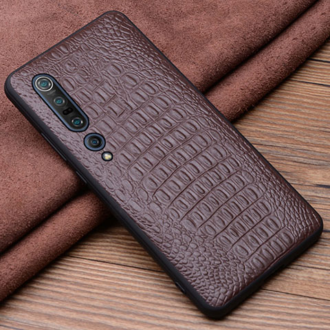 Coque Luxe Cuir Housse Etui S04 pour Xiaomi Mi 10 Pro Marron