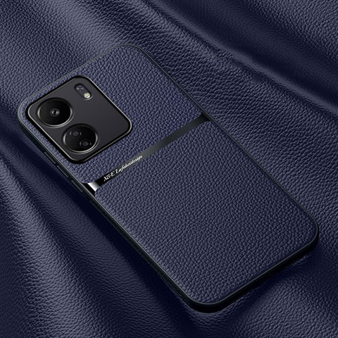 Coque Luxe Cuir Housse Etui S04 pour Xiaomi Poco C65 Bleu