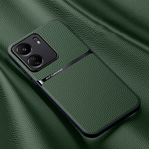 Coque Luxe Cuir Housse Etui S04 pour Xiaomi Poco C65 Vert