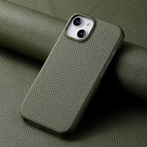 Coque Luxe Cuir Housse Etui S04D pour Apple iPhone 13 Vert Nuit