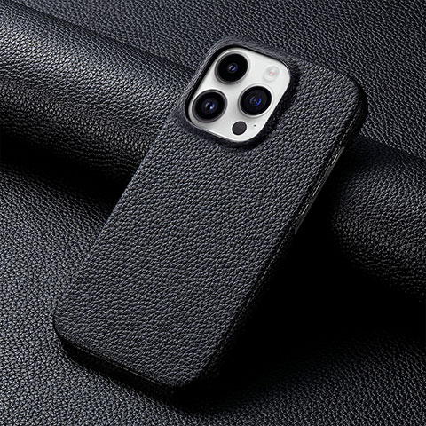 Coque Luxe Cuir Housse Etui S04D pour Apple iPhone 14 Pro Noir