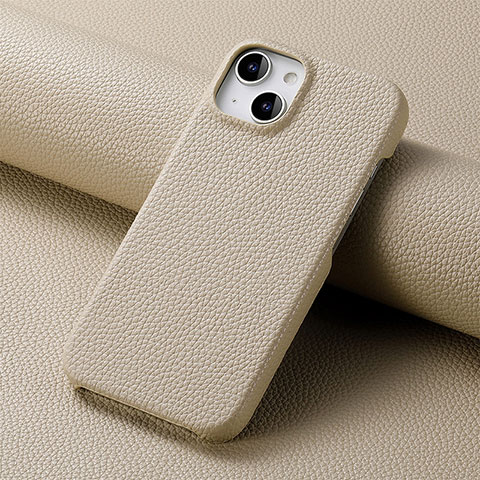 Coque Luxe Cuir Housse Etui S04D pour Apple iPhone 15 Plus Kaki