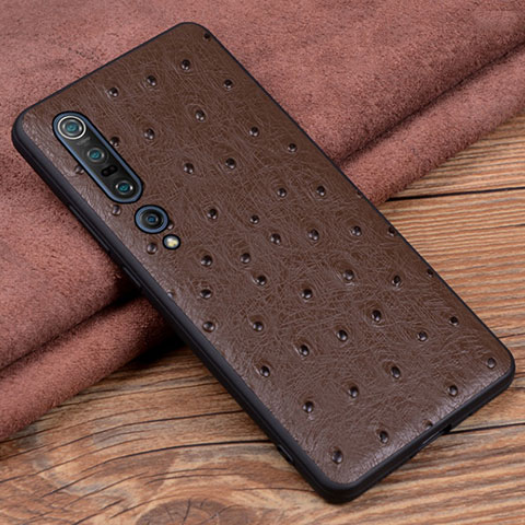 Coque Luxe Cuir Housse Etui S05 pour Xiaomi Mi 10 Pro Marron