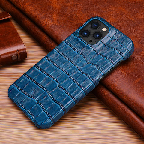 Coque Luxe Cuir Housse Etui S06 pour Apple iPhone 14 Pro Bleu