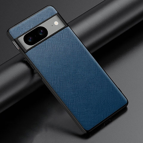 Coque Luxe Cuir Housse Etui S06 pour Google Pixel 8 5G Bleu