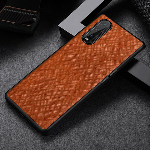 Coque Luxe Cuir Housse Etui S06 pour Oppo Find X2 Orange