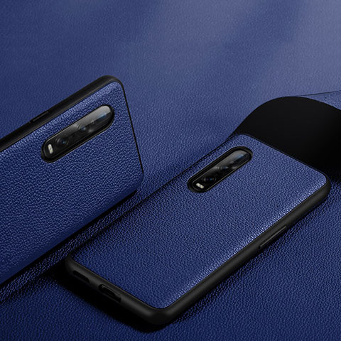 Coque Luxe Cuir Housse Etui S06 pour Oppo Find X2 Pro Bleu