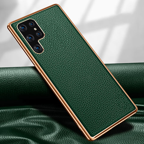 Coque Luxe Cuir Housse Etui S09 pour Samsung Galaxy S24 Ultra 5G Vert