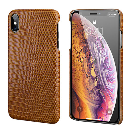 Coque Luxe Cuir Housse Etui S12 pour Apple iPhone Xs Marron