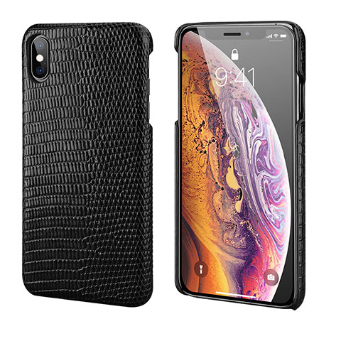 Coque Luxe Cuir Housse Etui S12 pour Apple iPhone Xs Noir