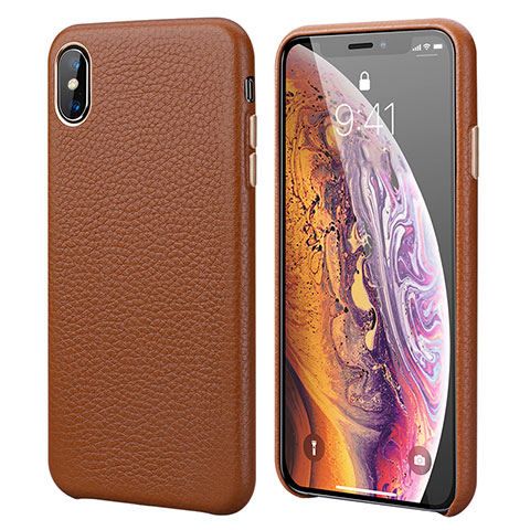 Coque Luxe Cuir Housse Etui S14 pour Apple iPhone Xs Max Orange