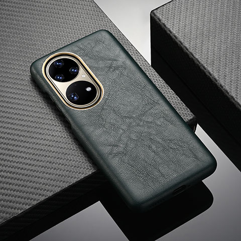 Coque Luxe Cuir Housse Etui ST1 pour Huawei P50e Vert