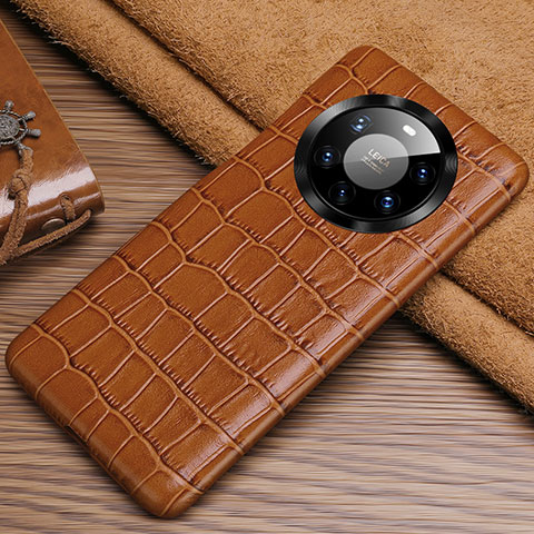 Coque Luxe Cuir Housse Etui ST3 pour Huawei Mate 40 Pro+ Plus Marron